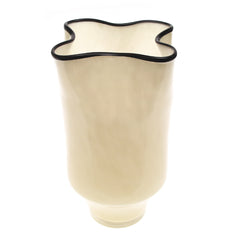 Off White Glass Vase with Black Line M | Modern Home Décor Pakistan | Elegant Table Accent - Habitt