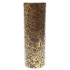 Cylinder Vase Grey &amp; Golden Pattern | Luxury Decorative Vase Pakistan | Modern Metallic Home Décor