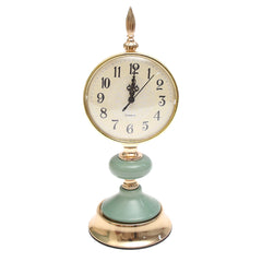 Decorative Table Clock Green & Gold | Luxury Home Décor Pakistan | Elegant Tabletop Timepiece