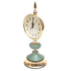 Decorative Table Clock Green & Gold | Luxury Home Décor Pakistan | Elegant Tabletop Timepiece