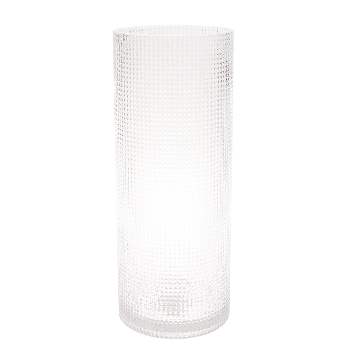 Diamond Cylinder Transparent Vase L | Clear Glass Décor Pakistan | Modern Tall Centerpiece - Habitt
