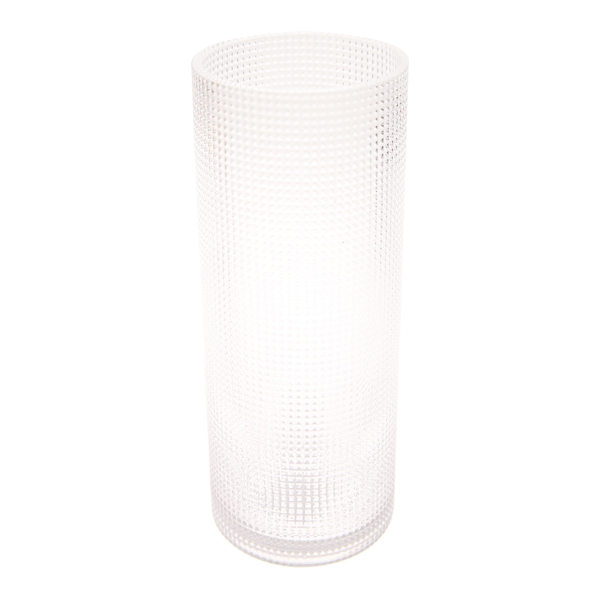 Diamond Cylinder Transparent Vase L | Clear Glass Décor Pakistan | Modern Tall Centerpiece - Habitt