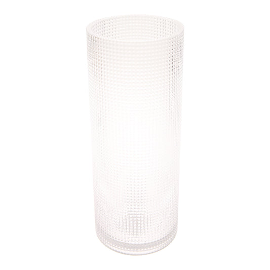 Diamond Cylinder Transparent Vase L | Clear Glass Décor Pakistan | Modern Tall Centerpiece - Habitt