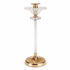 Gold & Crystal Dinner Candle Holder | Elegant Taper Candle Stand for Table Décor