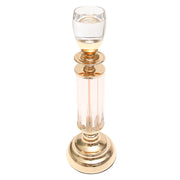 Dinner Candle Holder Crystal & Gold M| Luxury Table Décor Pakistan | Elegant Dining Accent - Habitt