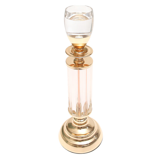 Dinner Candle Holder Crystal & Gold M| Luxury Table Décor Pakistan | Elegant Dining Accent