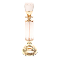Dinner Candle Holder Crystal & Gold M| Luxury Table Décor Pakistan | Elegant Dining Accent