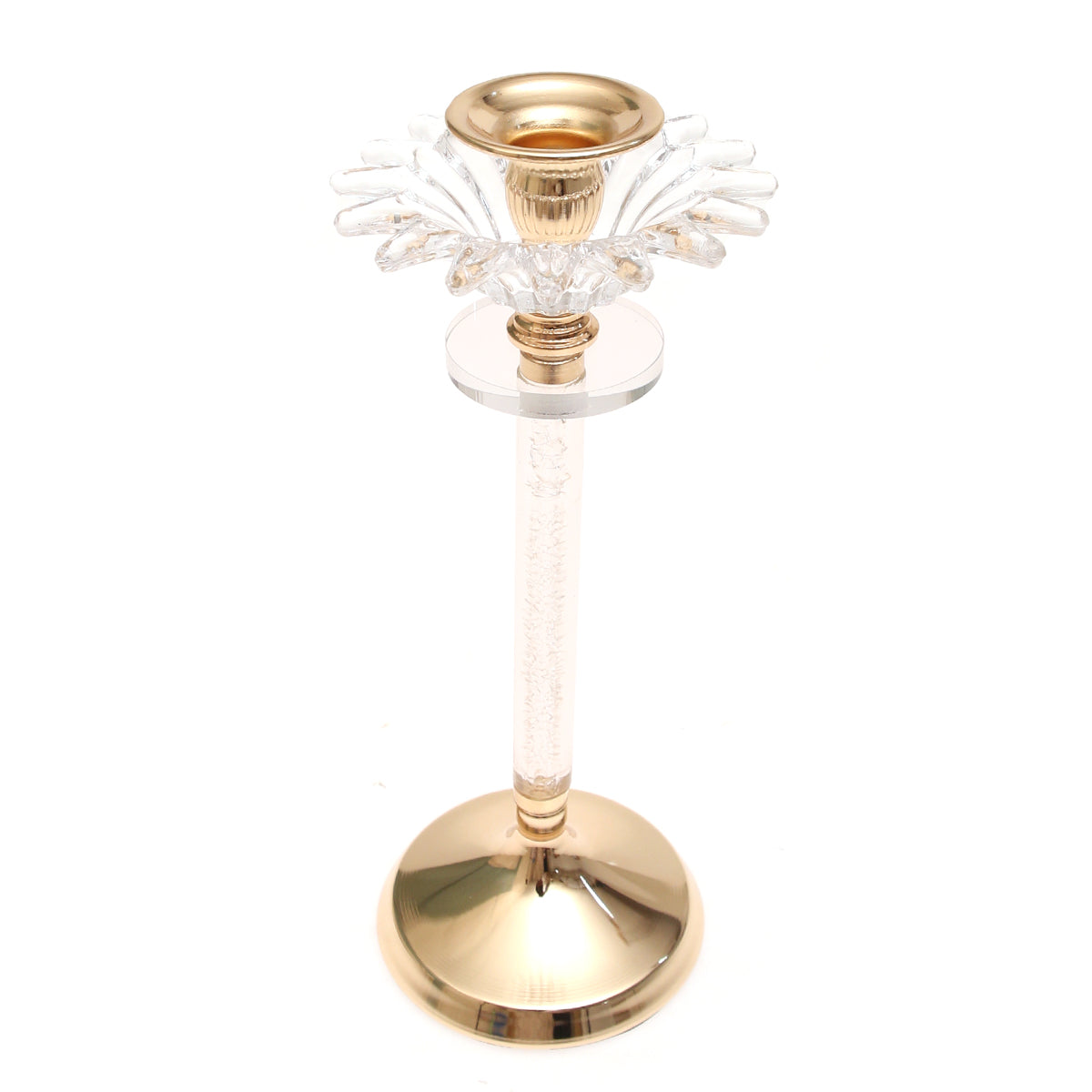 Dinner Candle Holder Crystal & Gold M | Luxury Table Décor Pakistan | Elegant Candle Stand