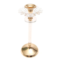 Dinner Candle Holder Crystal & Gold M | Luxury Table Décor Pakistan | Elegant Candle Stand