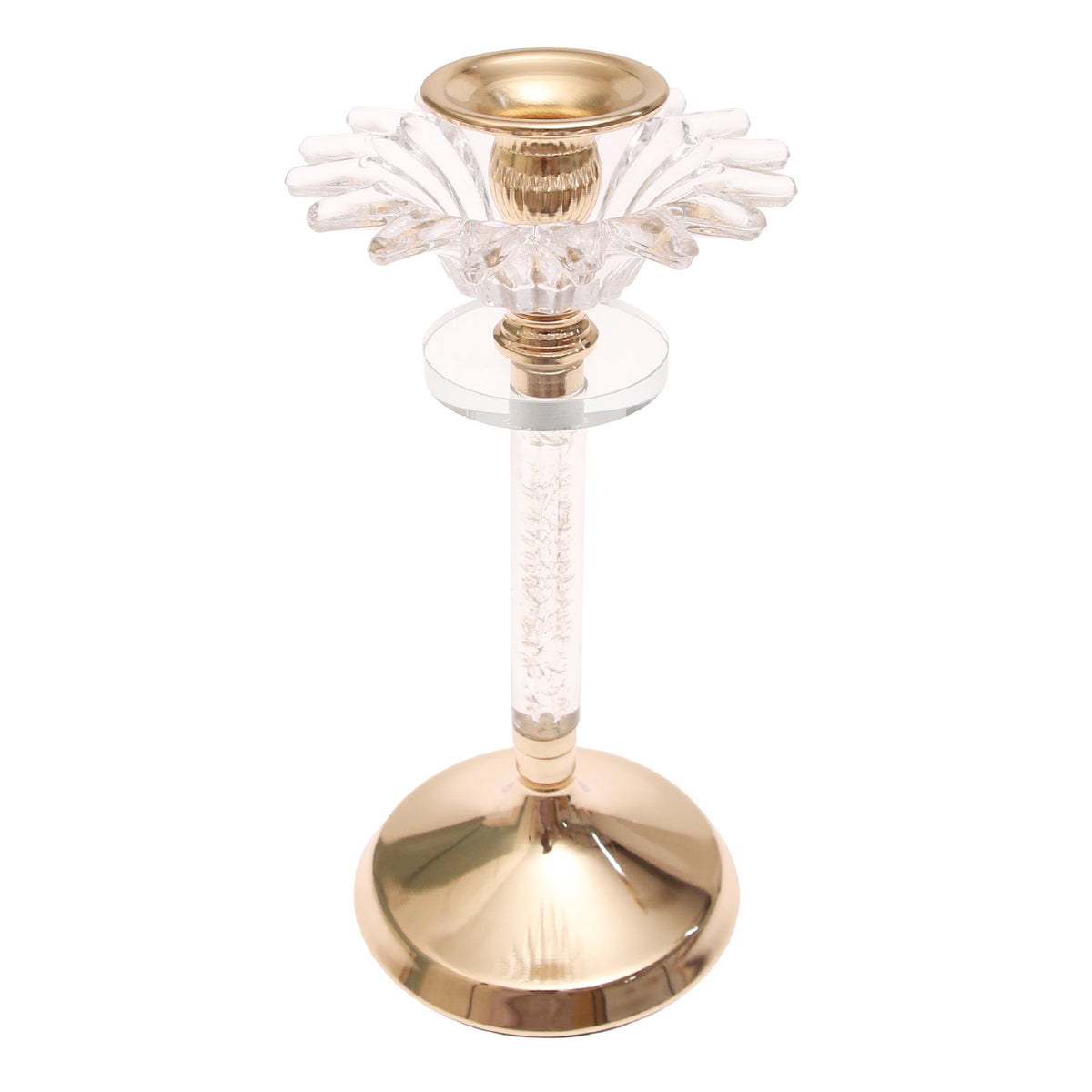 Crystal & Gold Dinner Candle Holder | Elegant Decorative Candle Stand for Table Décor