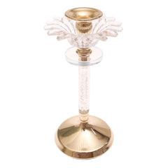 Crystal & Gold Dinner Candle Holder | Elegant Decorative Candle Stand for Table Décor