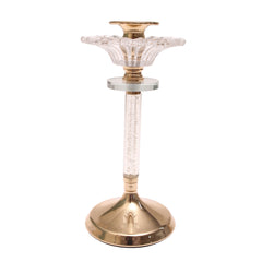 Crystal & Gold Dinner Candle Holder | Elegant Decorative Candle Stand for Table Décor