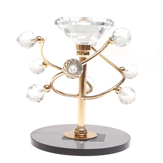 Dinner Candle Holder Crystal & Gold | Luxury Table Décor Pakistan | Elegant Decorative Candle Stand