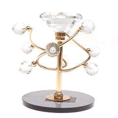 Dinner Candle Holder Crystal & Gold | Luxury Table Décor Pakistan | Elegant Decorative Candle Stand