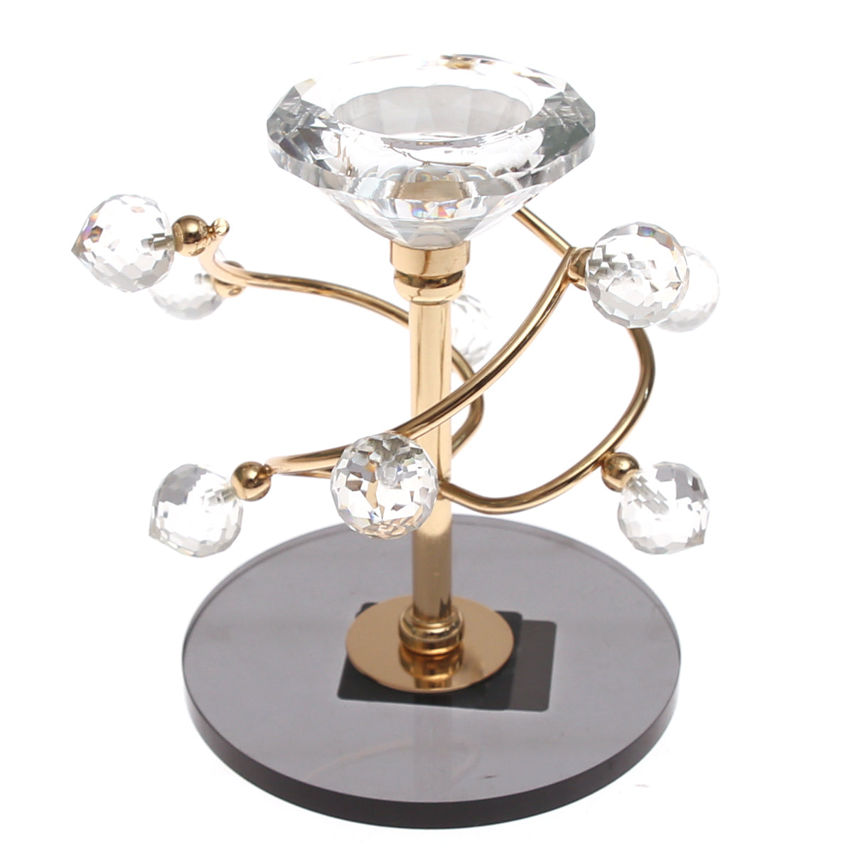 Dinner Candle Holder Crystal & Gold | Luxury Table Décor Pakistan | Elegant Decorative Candle Stand