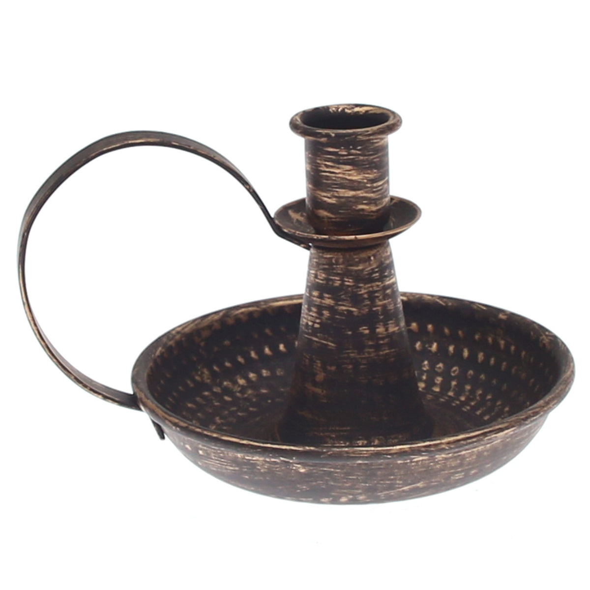 Antique Copper Dinner Candle Holder with Handle | Vintage Metal Taper Candle Stand