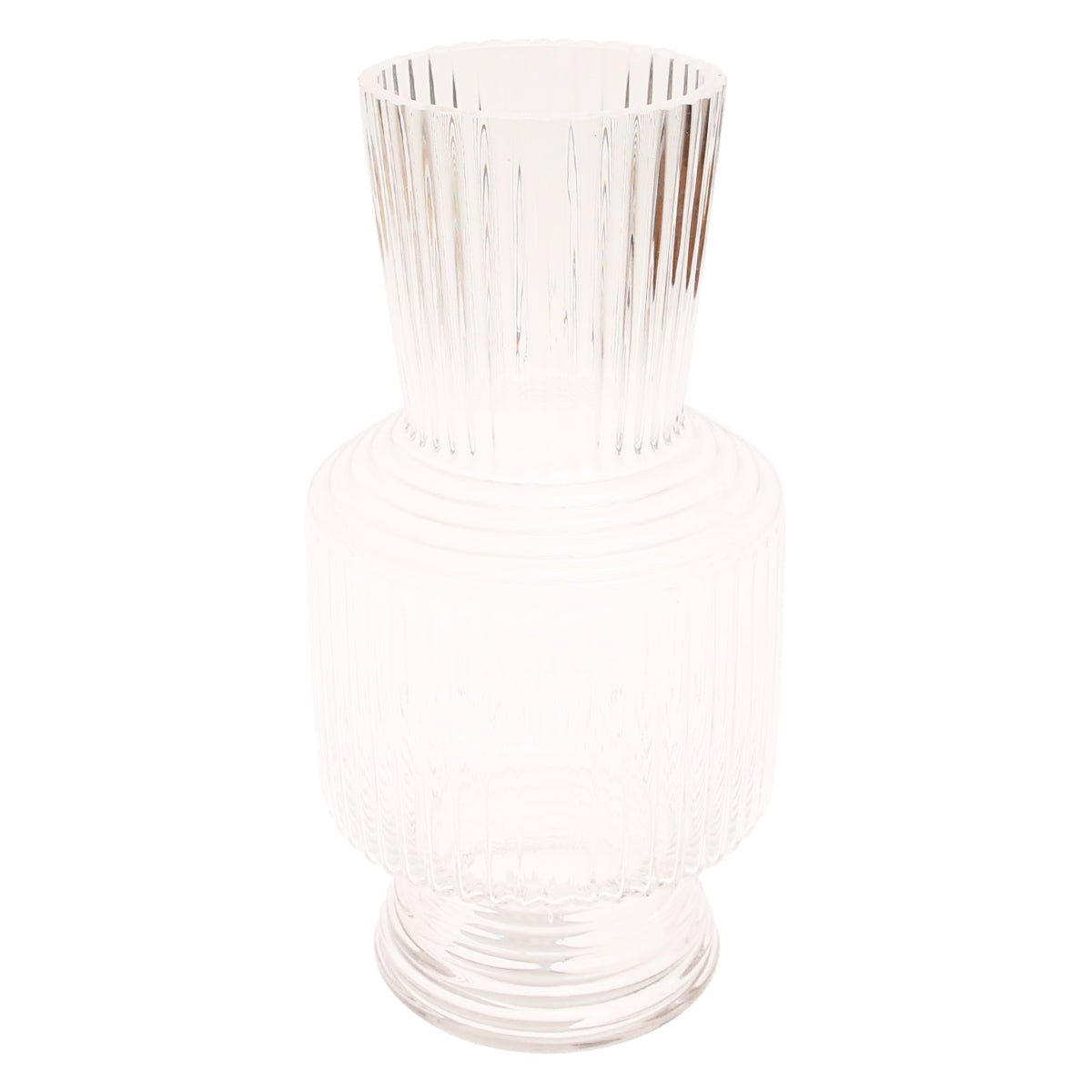 Glass Vase Transparent Lining L | Large Clear Ribbed Flower Vase | Modern Home Décor Pakistan - Habitt