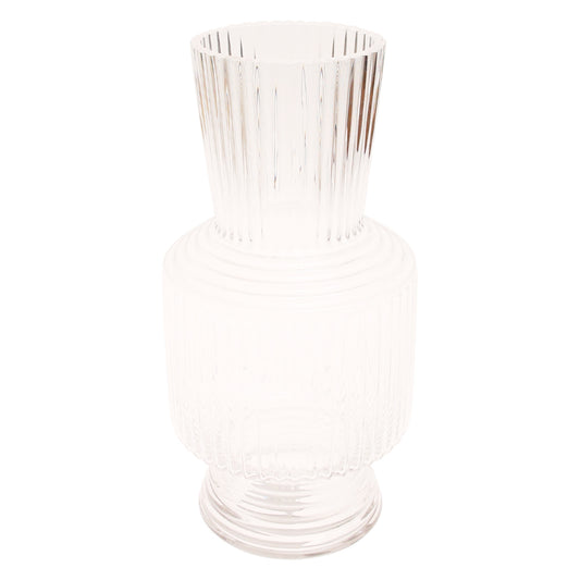 Glass Vase Transparent Lining L | Large Clear Ribbed Flower Vase | Modern Home Décor Pakistan - Habitt