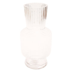 Glass Vase Transparent Lining L | Large Clear Ribbed Flower Vase | Modern Home Décor Pakistan - Habitt