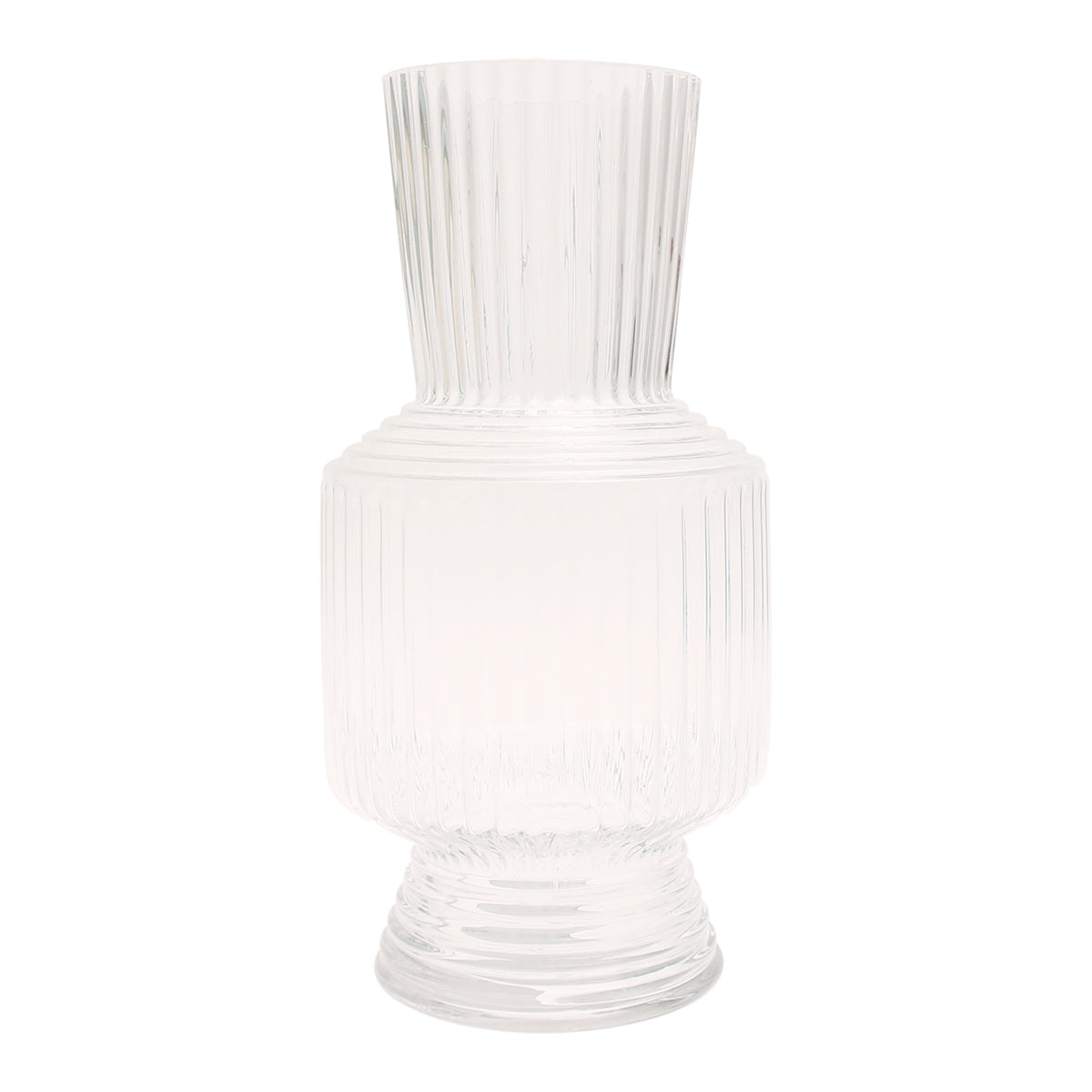 Glass Vase Transparent Lining L | Large Clear Ribbed Flower Vase | Modern Home Décor Pakistan - Habitt