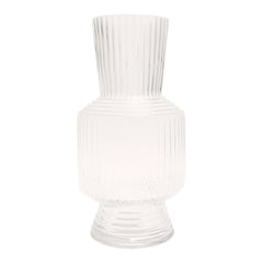 Glass Vase Transparent Lining L | Large Clear Ribbed Flower Vase | Modern Home Décor Pakistan - Habitt