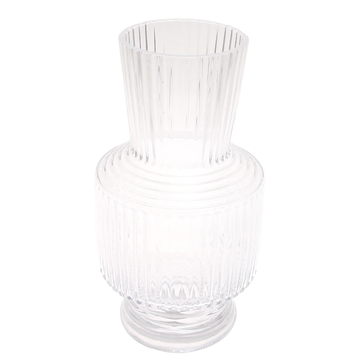 Glass Vase Transparent Lining S | Clear Ribbed Decorative Flower Vase | Home Décor Pakistan - Habitt