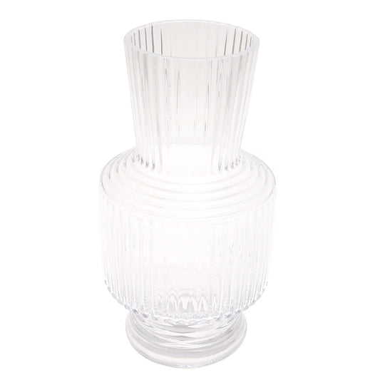 Glass Vase Transparent Lining S | Clear Ribbed Decorative Flower Vase | Home Décor Pakistan - Habitt