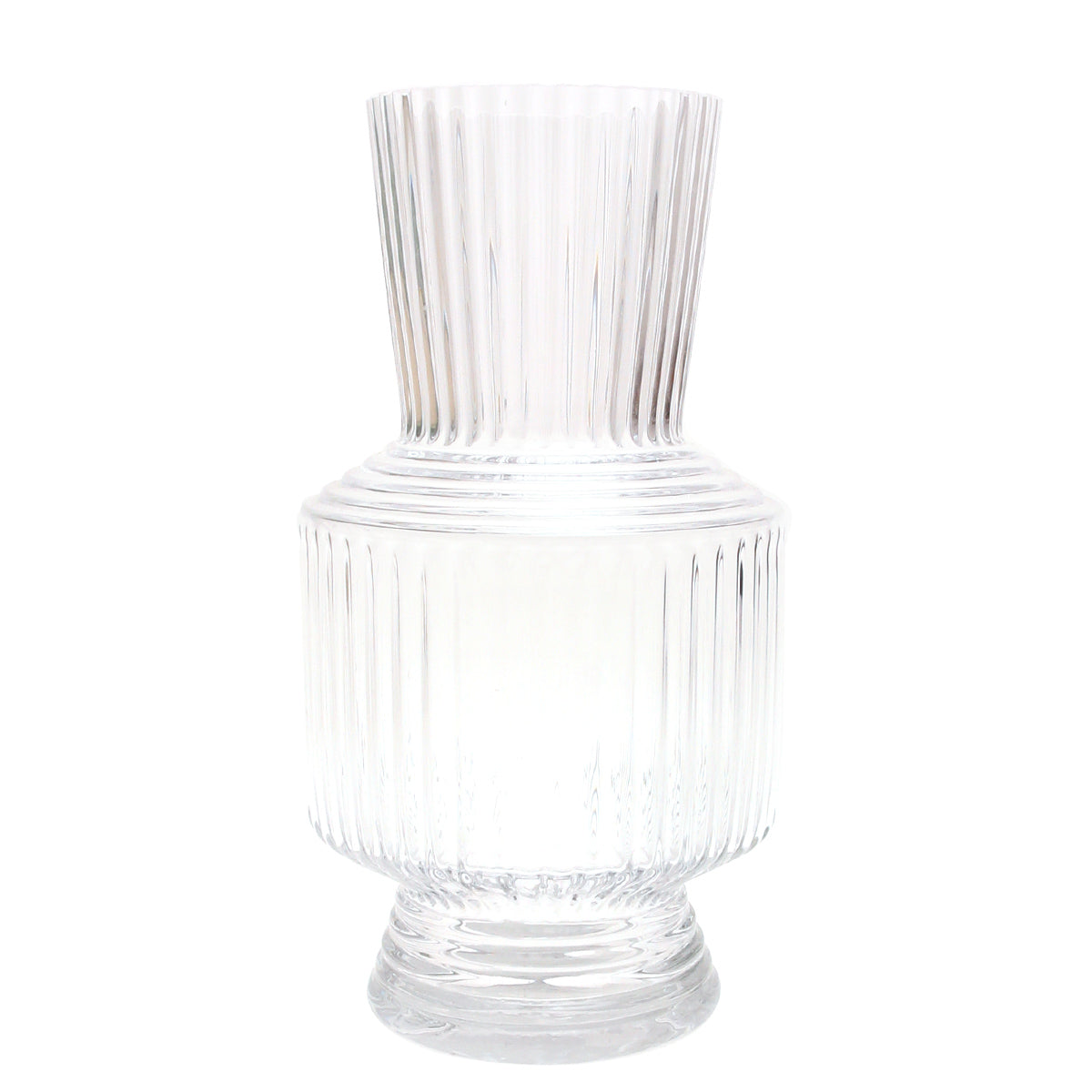 Glass Vase Transparent Lining S | Clear Ribbed Decorative Flower Vase | Home Décor Pakistan - Habitt