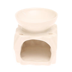 Handmade Ceramic Oil Burner – White Geometric Decorative Aroma Oil Burner for Home Fragrance & Décor