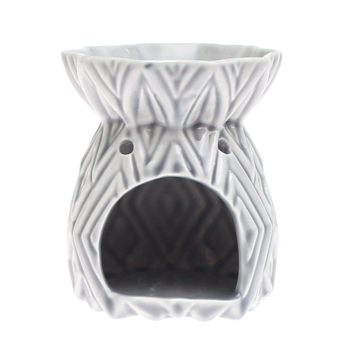 Handmade Ceramic Oil Burner – White Textured Decorative Aroma Oil Burner for Home Fragrance & Décor