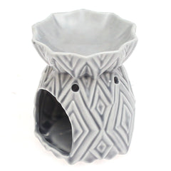 Handmade Ceramic Oil Burner – White Textured Decorative Aroma Oil Burner for Home Fragrance & Décor