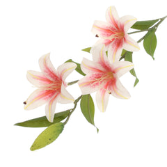 White & Pink Lily Flower Stick – Artificial Floral Stem