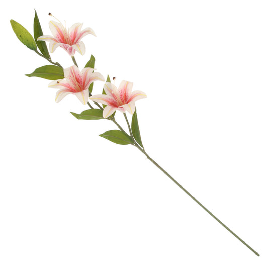 White & Pink Lily Flower Stick – Artificial Floral Stem