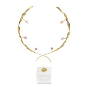 Nordic Creative Olive Leaf Centerpiece – Gold with Marble Bas - Habitt