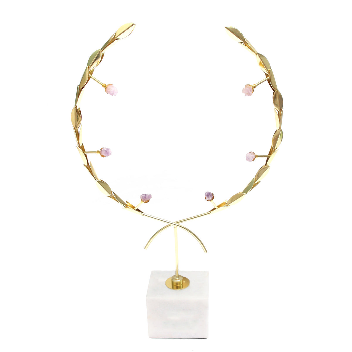 Nordic Creative Olive Leaf Centerpiece – Gold with Marble Bas