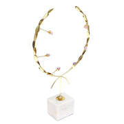 Nordic Creative Olive Leaf Centerpiece – Gold with Marble Bas - Habitt
