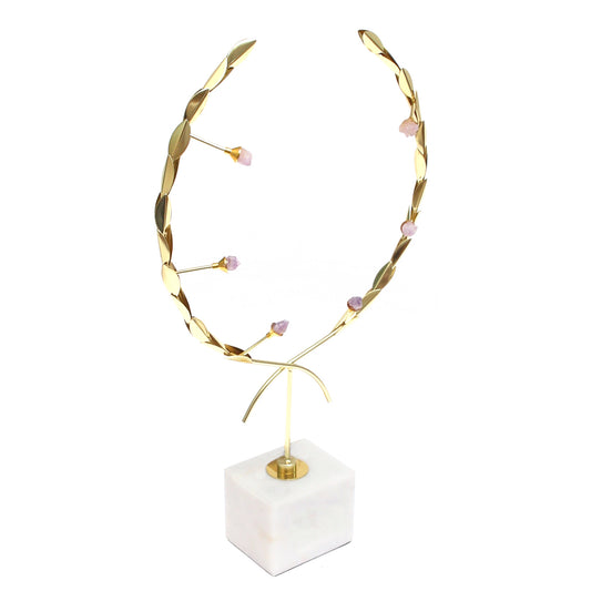 Nordic Creative Olive Leaf Centerpiece – Gold with Marble Bas