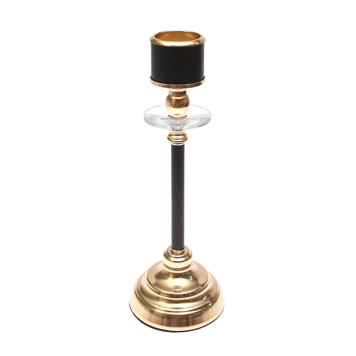 Black & Gold Pillar Candle Holder – Medium