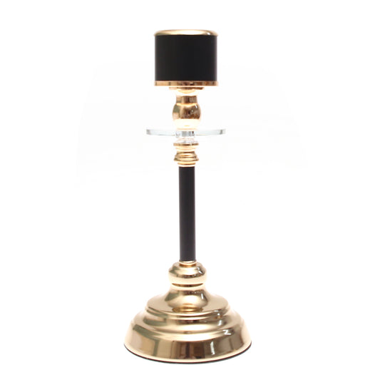 Black  Gold Pillar Candle Holder – Small