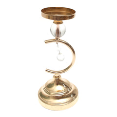 Black & Gold Pillar Candle Holder with Crystal Accents – Small