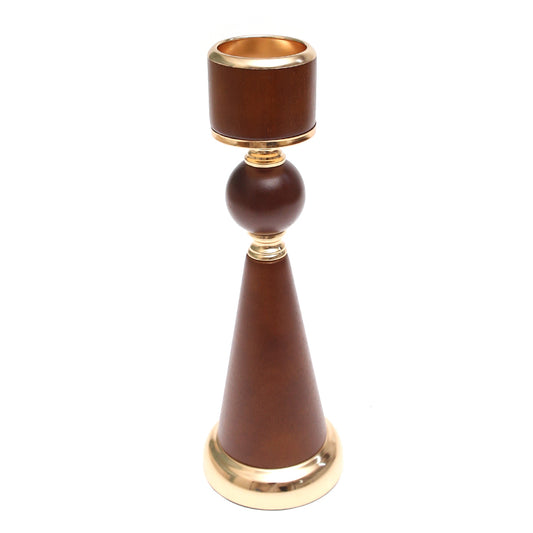 Brown Wood Pillar Candle Holder Medium
