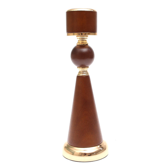 Brown Wood Pillar Candle Holder Medium