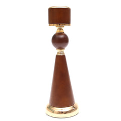Brown Wood Pillar Candle Holder Medium