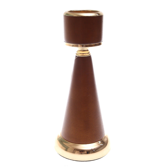 Brown Wood Pillar Candle Holder – Small