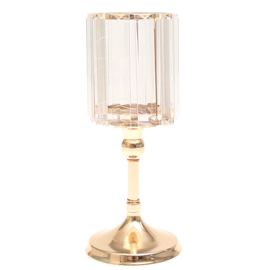 Crystal Gold Pillar Candle Holder