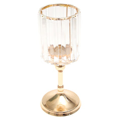 Crystal Gold Pillar Candle Holder