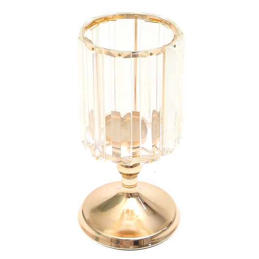 Crystal Gold Pillar Candle Holder