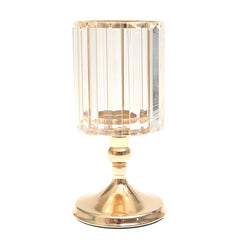 Crystal Gold Pillar Candle Holder