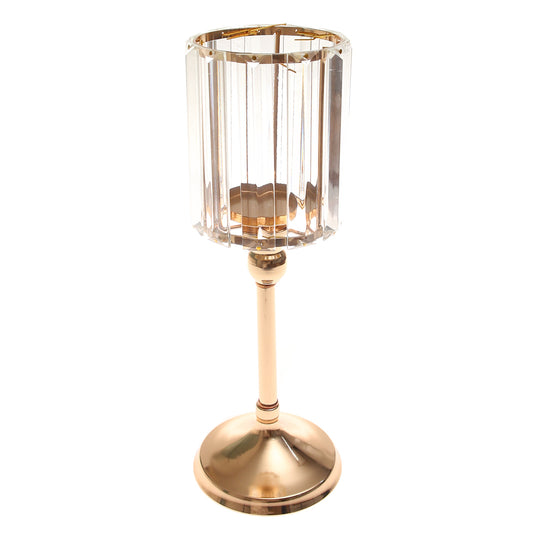 Crystal Gold Pillar Candle Holder