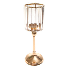 Crystal Gold Pillar Candle Holder